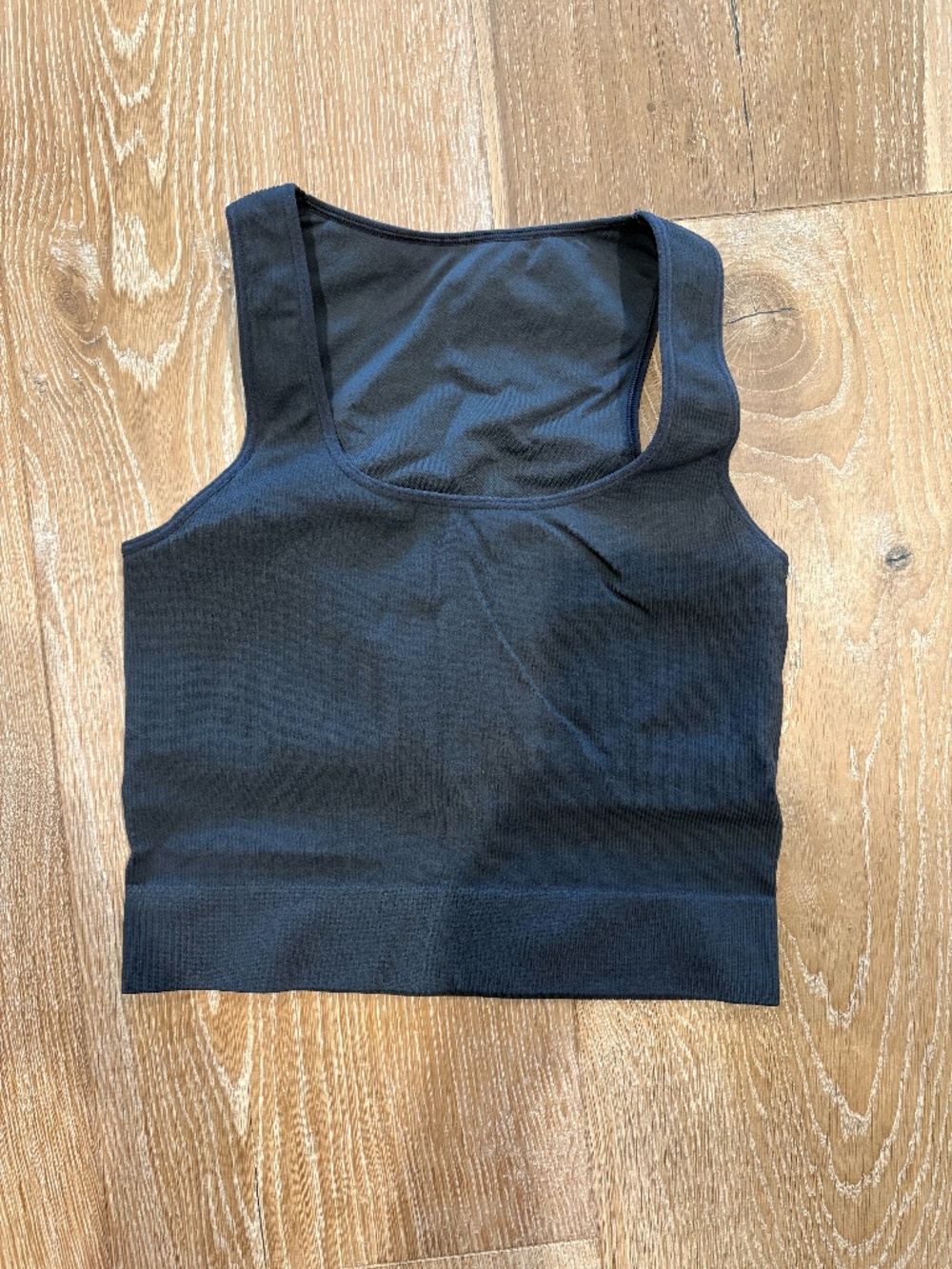 Ribbed Black Cropped Athletic Tank